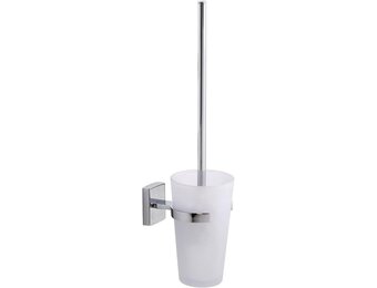 tesa KLAAM Toiletborstelhouder - Zelfklevend - Verchroomd Metaal - 416 x 92 x 131 mm