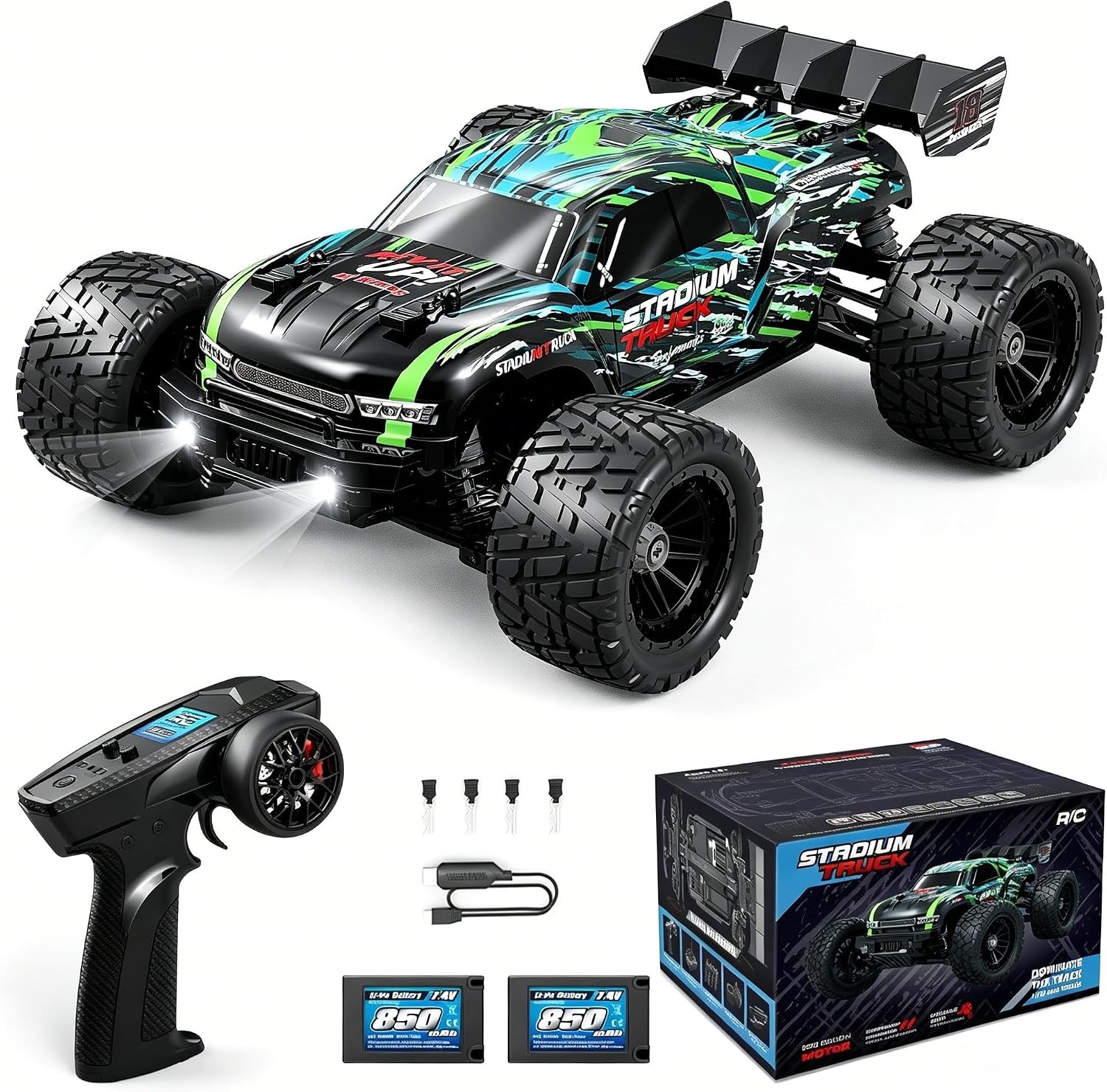 HAIBOXING Op afstand bestuurde auto 18858E, 1/18, nieuw model 4WD 36+ km/u, hobby, offroad, monstertruck met 2 batterijen, waterdicht, RC Truggy RTR, terreinspeelgoed, 35 minuten looptijd
