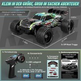 HAIBOXING Op afstand bestuurde auto 18858E, 1/18, nieuw model 4WD 36+ km/u, hobby, offroad, monstertruck met 2 batterijen, waterdicht, RC Truggy RTR, terreinspeelgoed, 35 minuten looptijd