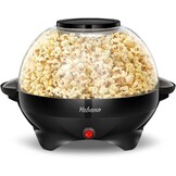 Yabano Popcornmachine voor thuis, maker met suiker en olie, afneembaar verwarmingsoppervlak, popcornpopper, anti-aanbaklaag, groot deksel als serveerschaal, ruimtebesparende opslag