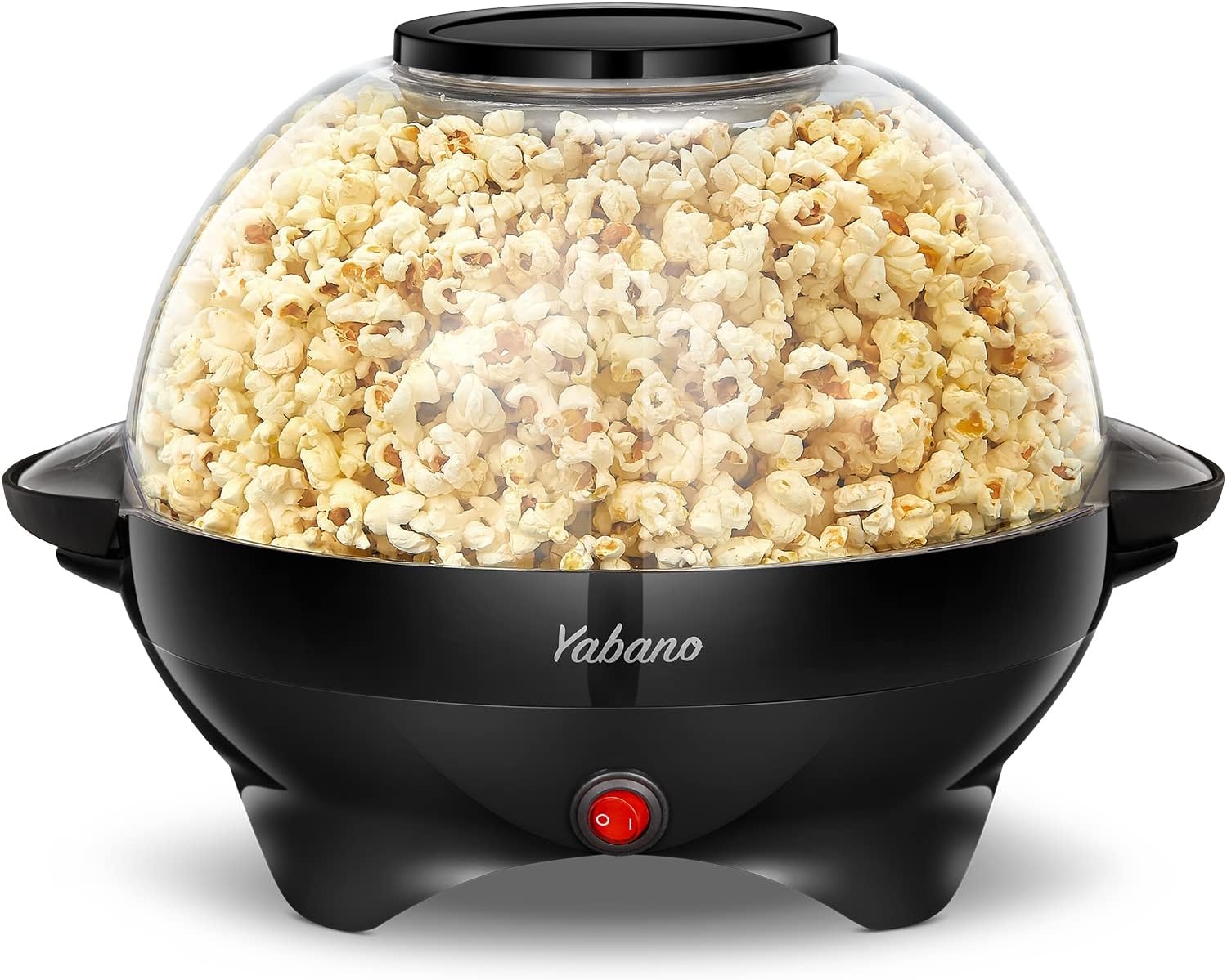 Yabano Popcornmachine voor thuis, maker met suiker en olie, afneembaar verwarmingsoppervlak, popcornpopper, anti-aanbaklaag, groot deksel als serveerschaal, ruimtebesparende opslag