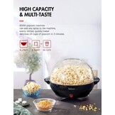 Yabano Popcornmachine voor thuis, maker met suiker en olie, afneembaar verwarmingsoppervlak, popcornpopper, anti-aanbaklaag, groot deksel als serveerschaal, ruimtebesparende opslag