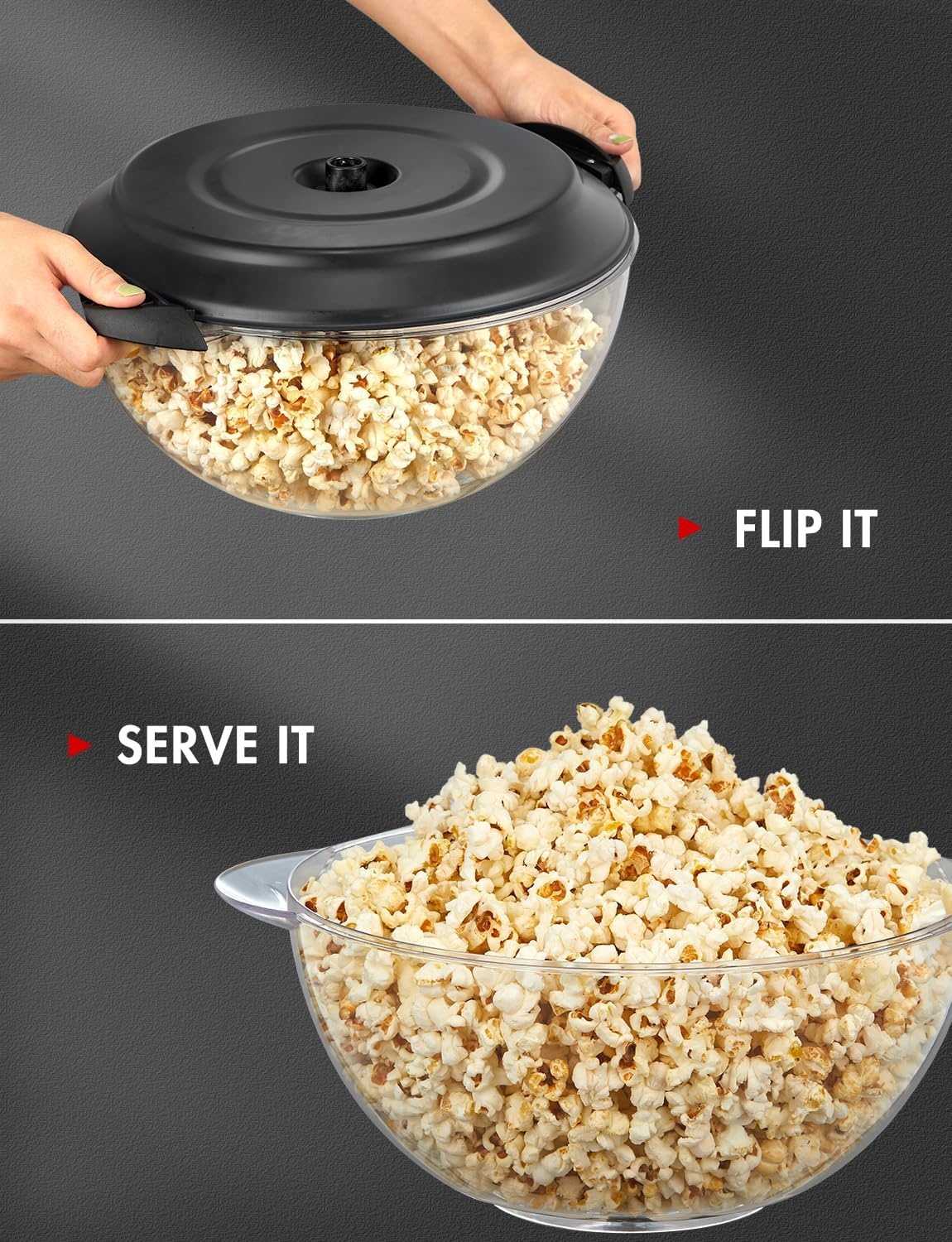 Yabano Popcornmachine voor thuis, maker met suiker en olie, afneembaar verwarmingsoppervlak, popcornpopper, anti-aanbaklaag, groot deksel als serveerschaal, ruimtebesparende opslag
