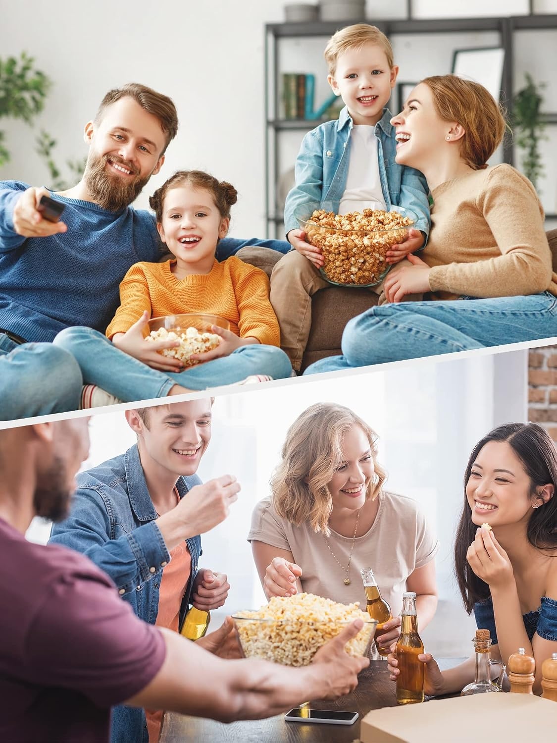 Yabano Popcornmachine voor thuis, maker met suiker en olie, afneembaar verwarmingsoppervlak, popcornpopper, anti-aanbaklaag, groot deksel als serveerschaal, ruimtebesparende opslag