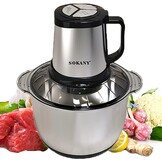 SOKANY 800 W Elektrische hakmolen met 5 l roestvrijstalen kom, multifunctionele hakmolen met 3 snelheden, vleesmolen met 4 messen voor vlees, uien, fruit en groenten - Maat SK-7015, 800W, 5L
