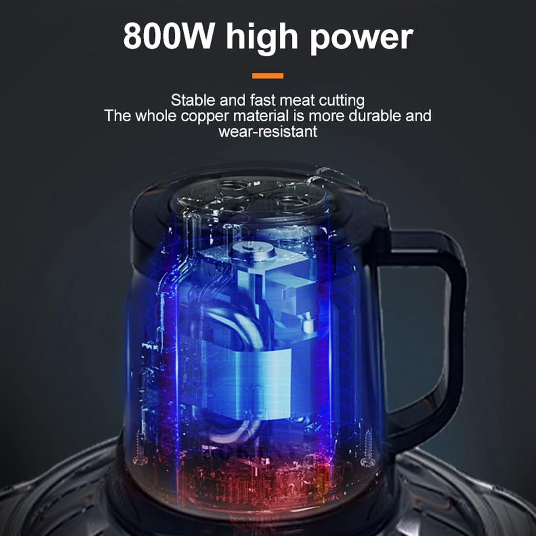 SOKANY 800 W Elektrische hakmolen met 5 l roestvrijstalen kom, multifunctionele hakmolen met 3 snelheden, vleesmolen met 4 messen voor vlees, uien, fruit en groenten - Maat SK-7015, 800W, 5L