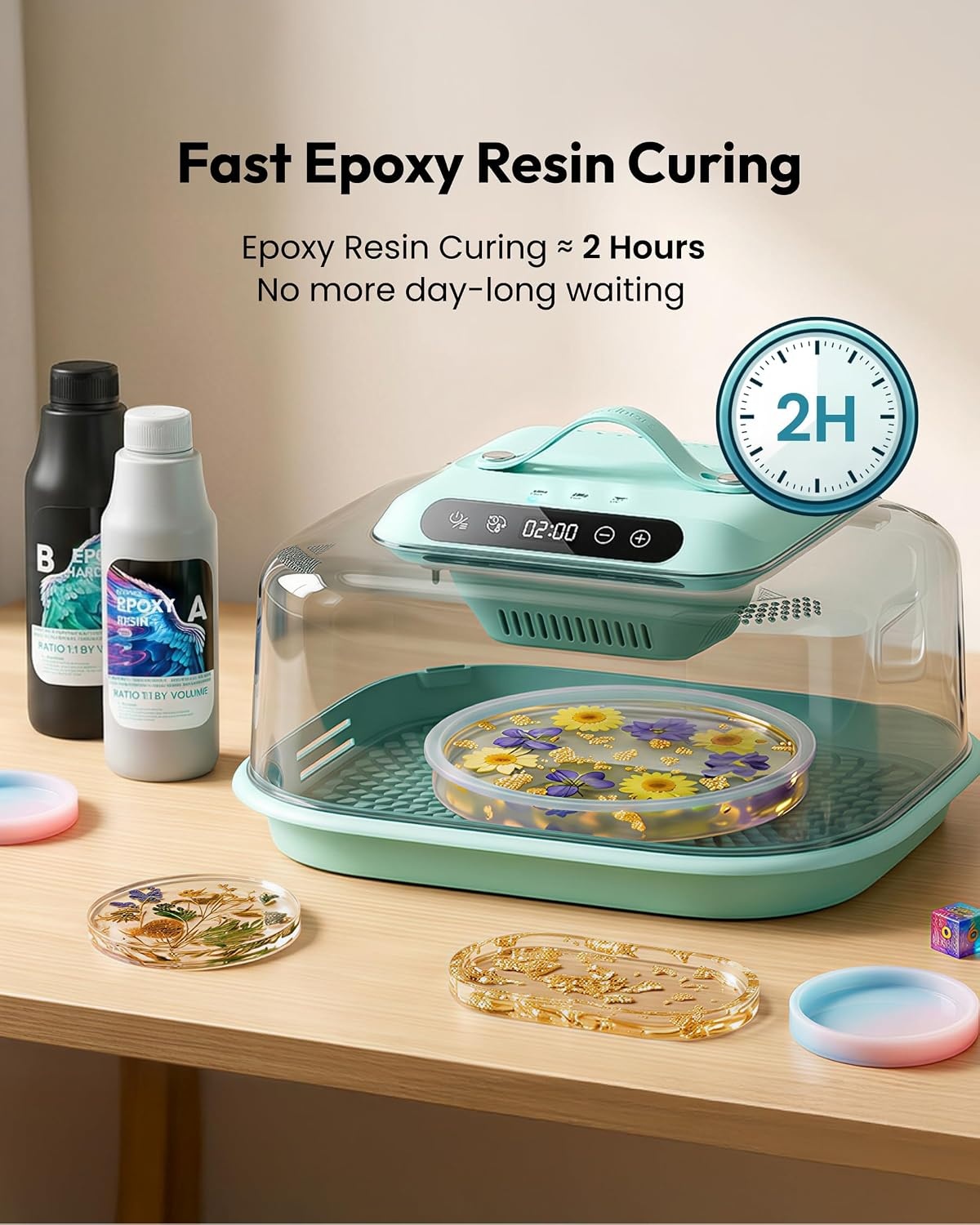 Resiners Hars Uithardingsmachine G3 met UV-licht voor hars, snel uitharden in 2 uur/1 minuut, inclusief siliconenmat, harsuitharder voor epoxy-gietvormen, sieradenfabricage, DIY-decoratie