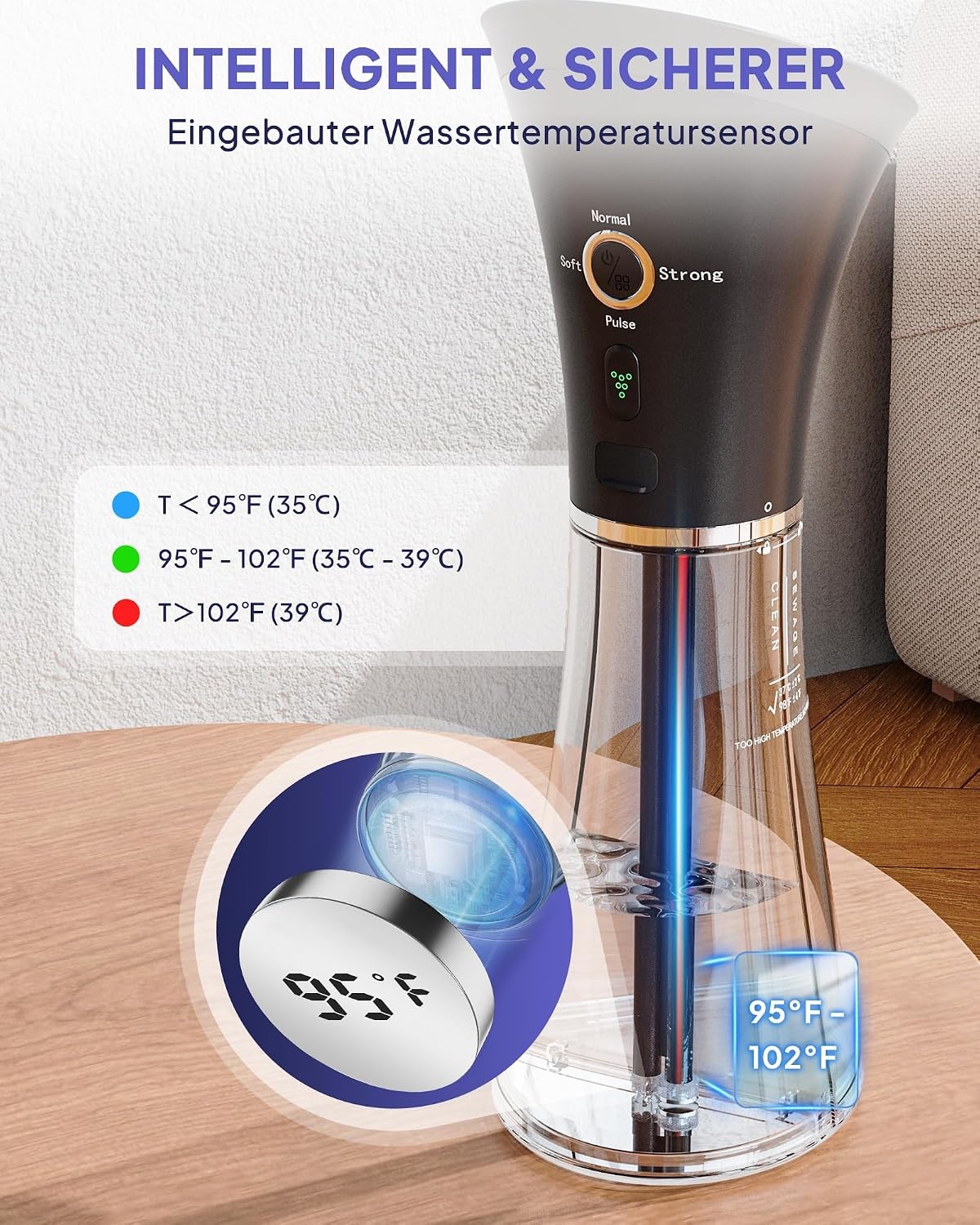 KAUGIC Elektrische Oorreiniger met Dubbel Reservoir - 4 Drukstanden - IPX7 Waterdicht - Transparant Grijs