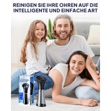 KAUGIC Elektrische Oorreiniger met Dubbel Reservoir - 4 Drukstanden - IPX7 Waterdicht - Transparant Grijs