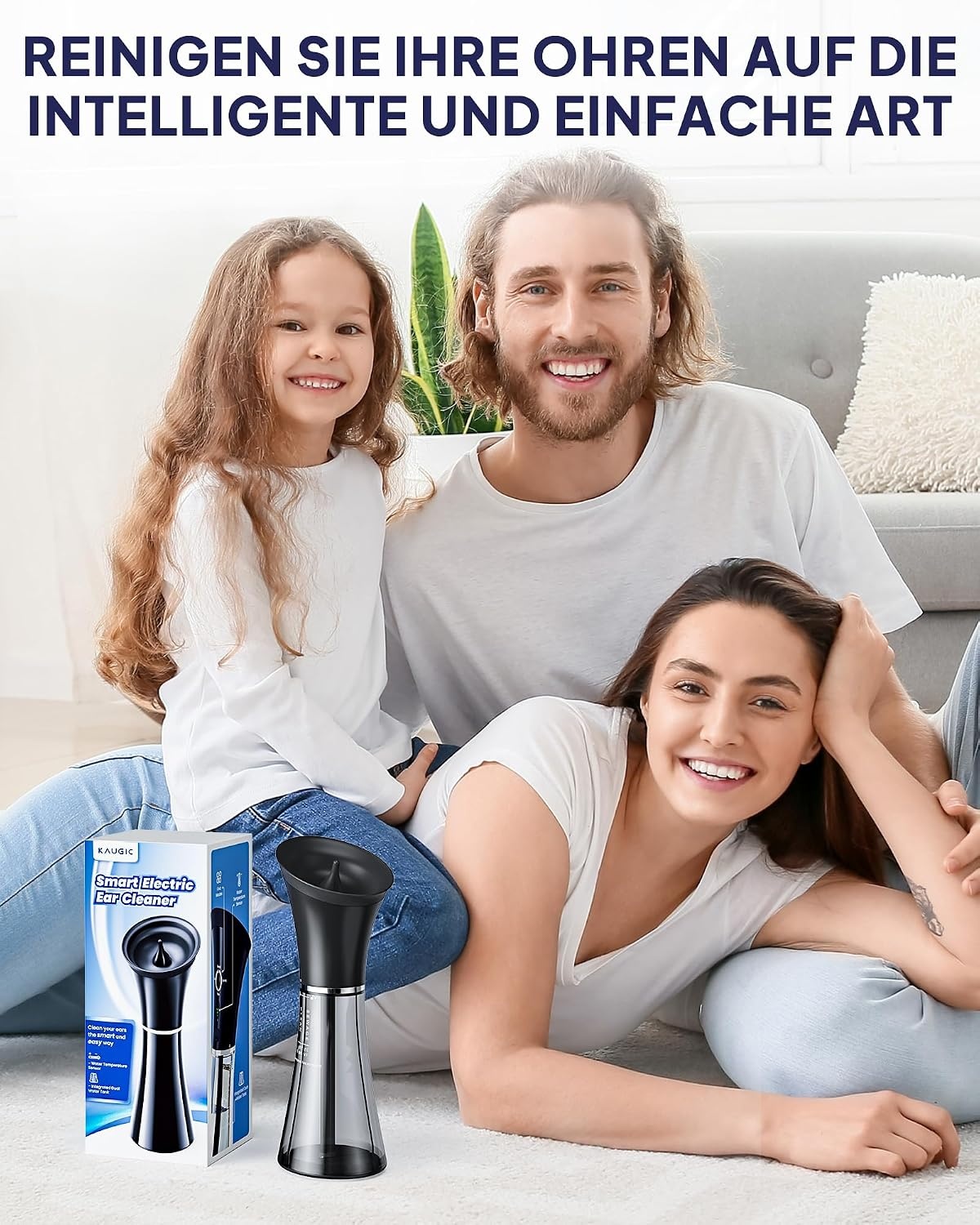 KAUGIC Elektrische Oorreiniger met Dubbel Reservoir - 4 Drukstanden - IPX7 Waterdicht - Transparant Grijs