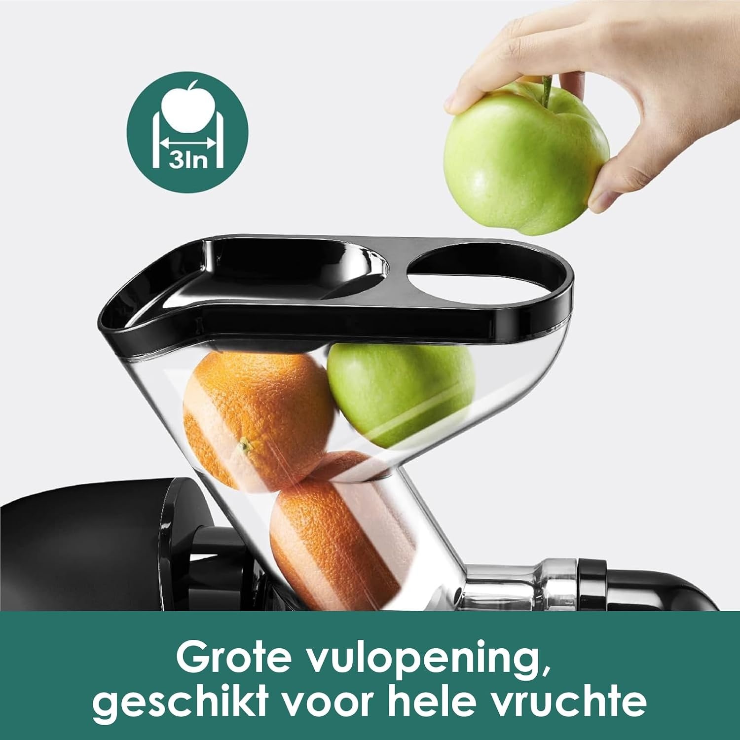 Fretta Masticating Juicer Slow Juicer Sapcentrifuge, groente en fruit, 200 W, fruitpers, elektrische sappers, selderij, sapmaker, machine, koude pers, fruitpers, 76 mm, BPA-vrij (Zwart)