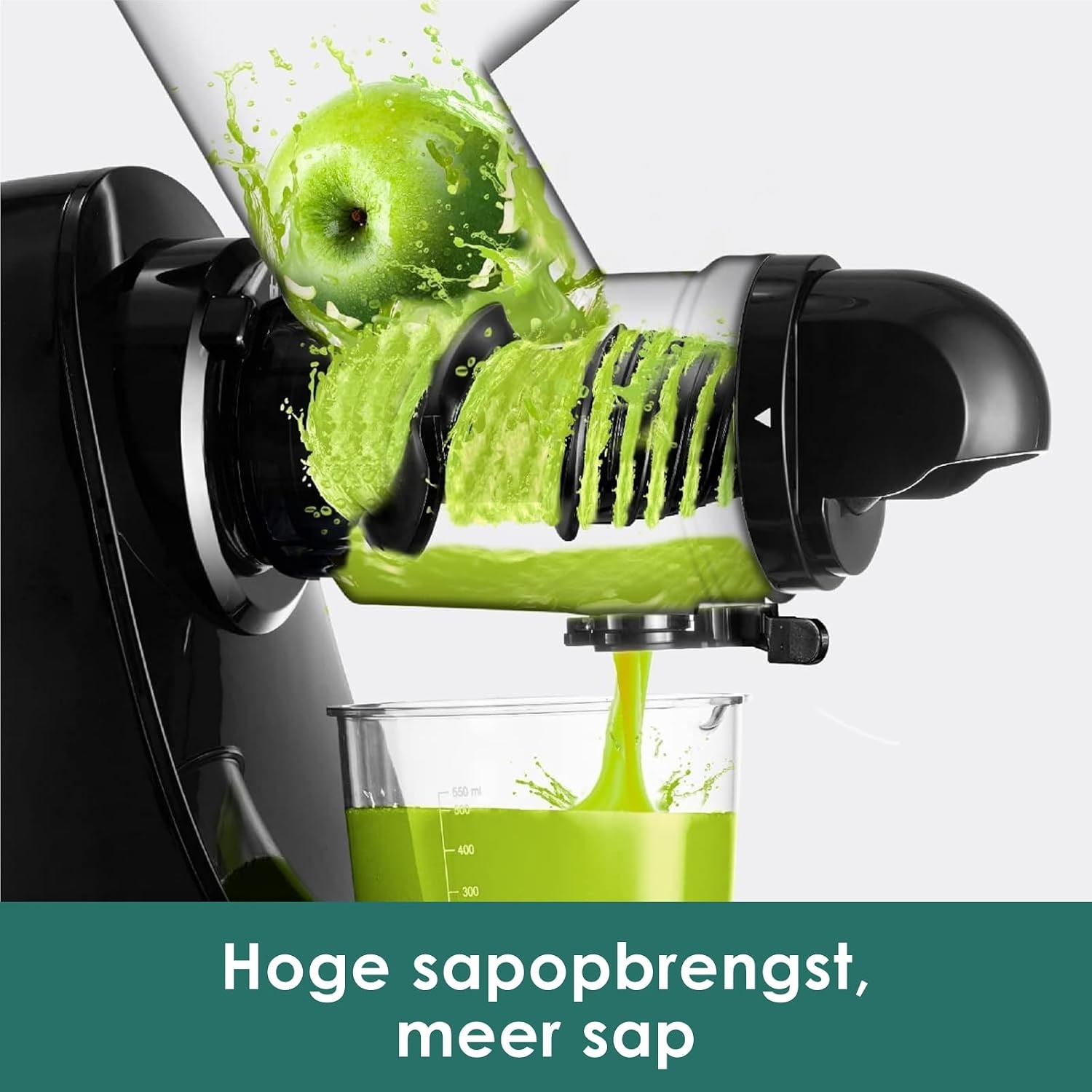 Fretta Masticating Juicer Slow Juicer Sapcentrifuge, groente en fruit, 200 W, fruitpers, elektrische sappers, selderij, sapmaker, machine, koude pers, fruitpers, 76 mm, BPA-vrij (Zwart)