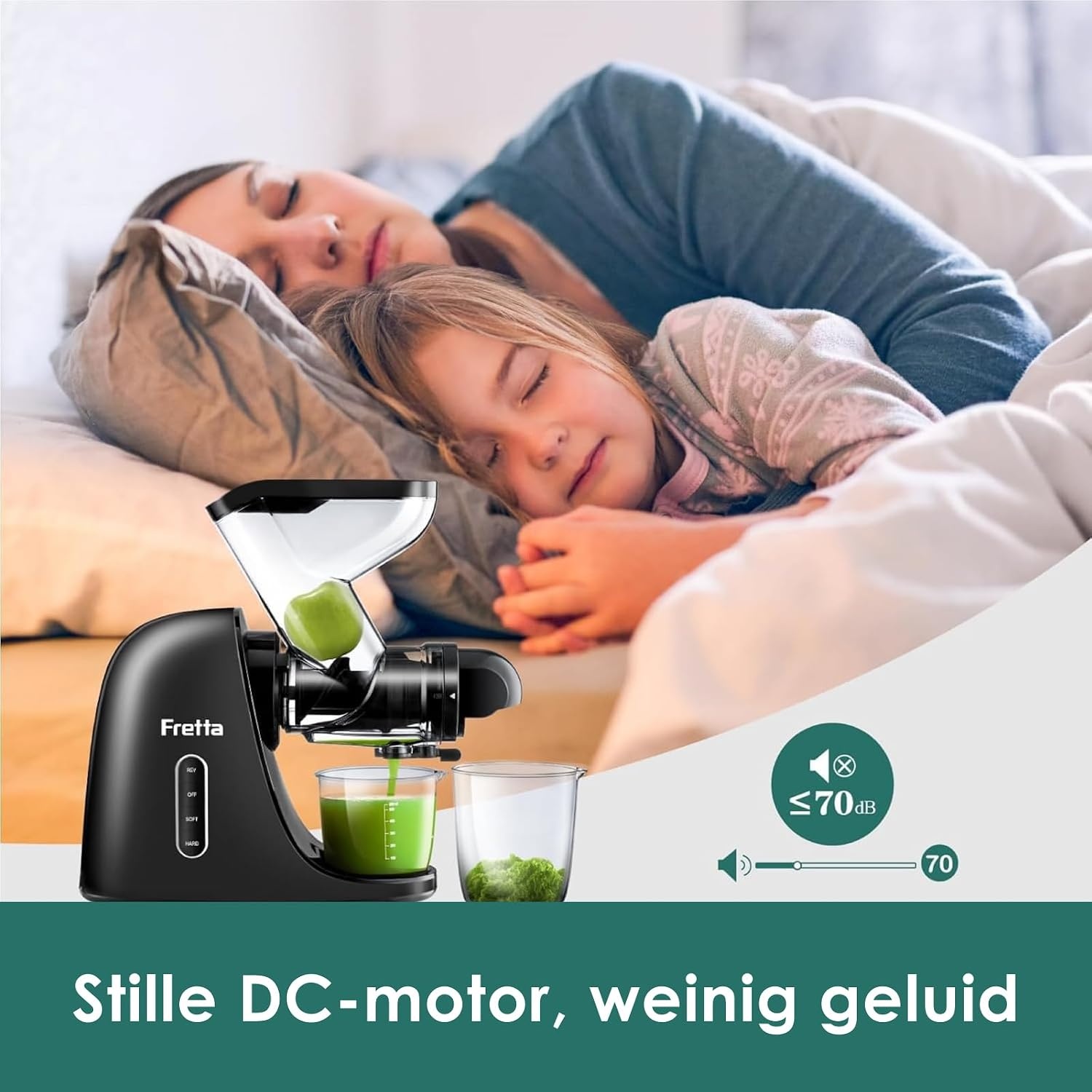 Fretta Masticating Juicer Slow Juicer Sapcentrifuge, groente en fruit, 200 W, fruitpers, elektrische sappers, selderij, sapmaker, machine, koude pers, fruitpers, 76 mm, BPA-vrij (Zwart)