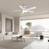 Newday 132cm Witte Plafondventilator met 5 Blades, Rustige Plafondventilator met Licht en Afstandsbediening voor Slaapkamer, Omkeerbare Plafondventilator met Lamp Dimbaar