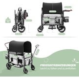 Opvouwbare bolderkar met dak, premium bolderkar voor 2 kinderen, dubbele kinderwagen, handwagen met dak, snackdienblad, 5-punts riem, voor terreingebruik PU-wielen, transportwagen, trekken en duwen