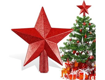Rode Vijfpuntige Ster Kerstboom piek 20 cm - 78% Korting