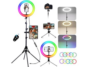 KOSCHEAL Ringlamp 12 inch met Statief - 40 RGB Modi & 3 Kleuren - 33% Korting