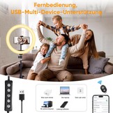 KOSCHEAL Ringlamp 12 inch met Statief - 40 RGB Modi & 3 Kleuren - 33% Korting