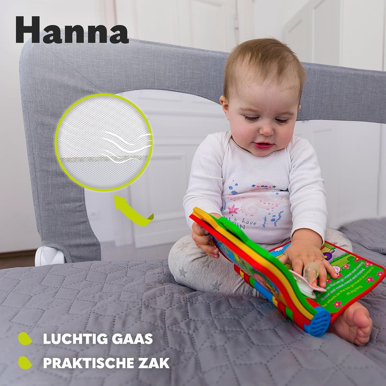LIONELO Hanna Bedhekje 150x66cm - Extra Hoog & Opvouwbaar met Korting!