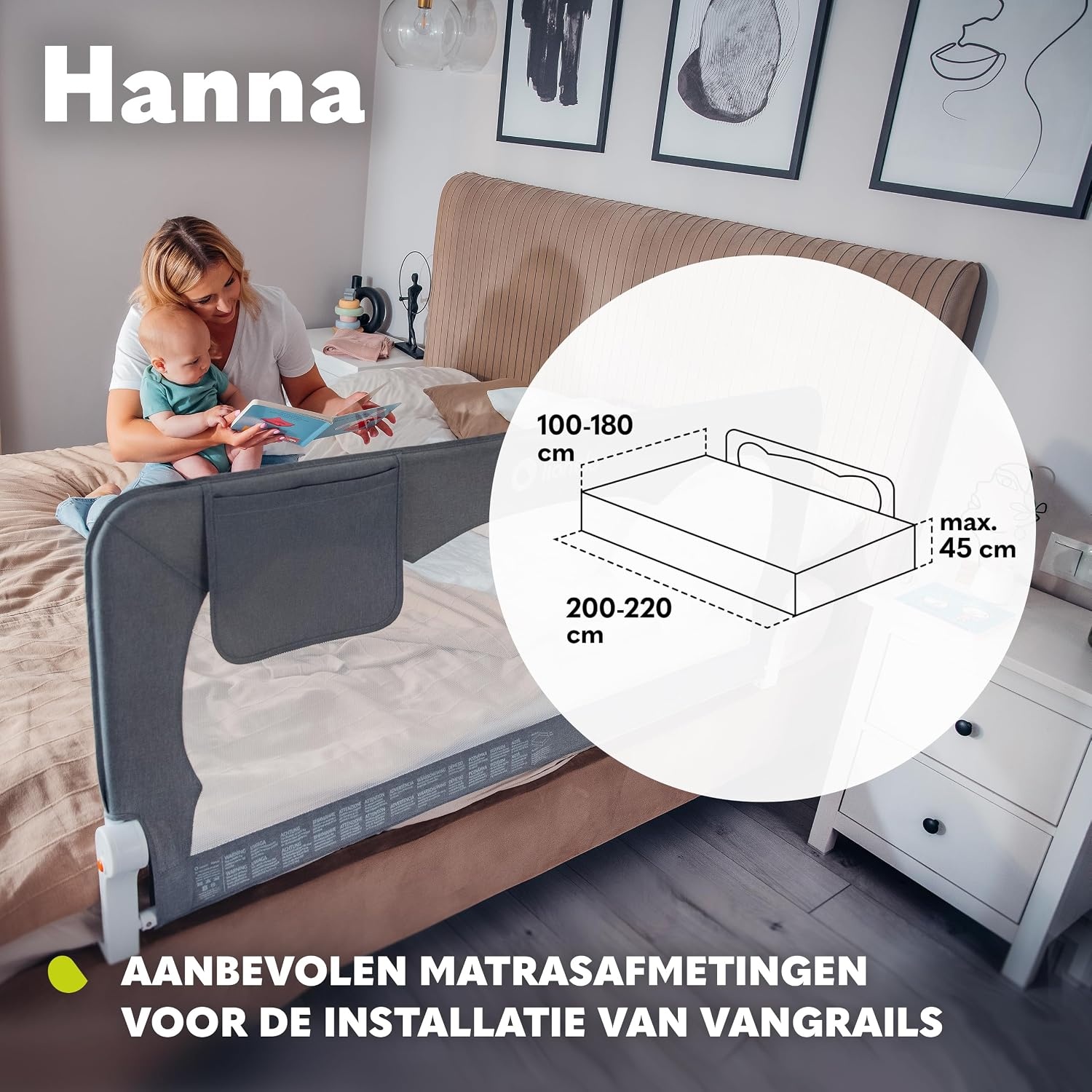 LIONELO Hanna Bedhekje 150x66cm - Extra Hoog & Opvouwbaar met Korting!