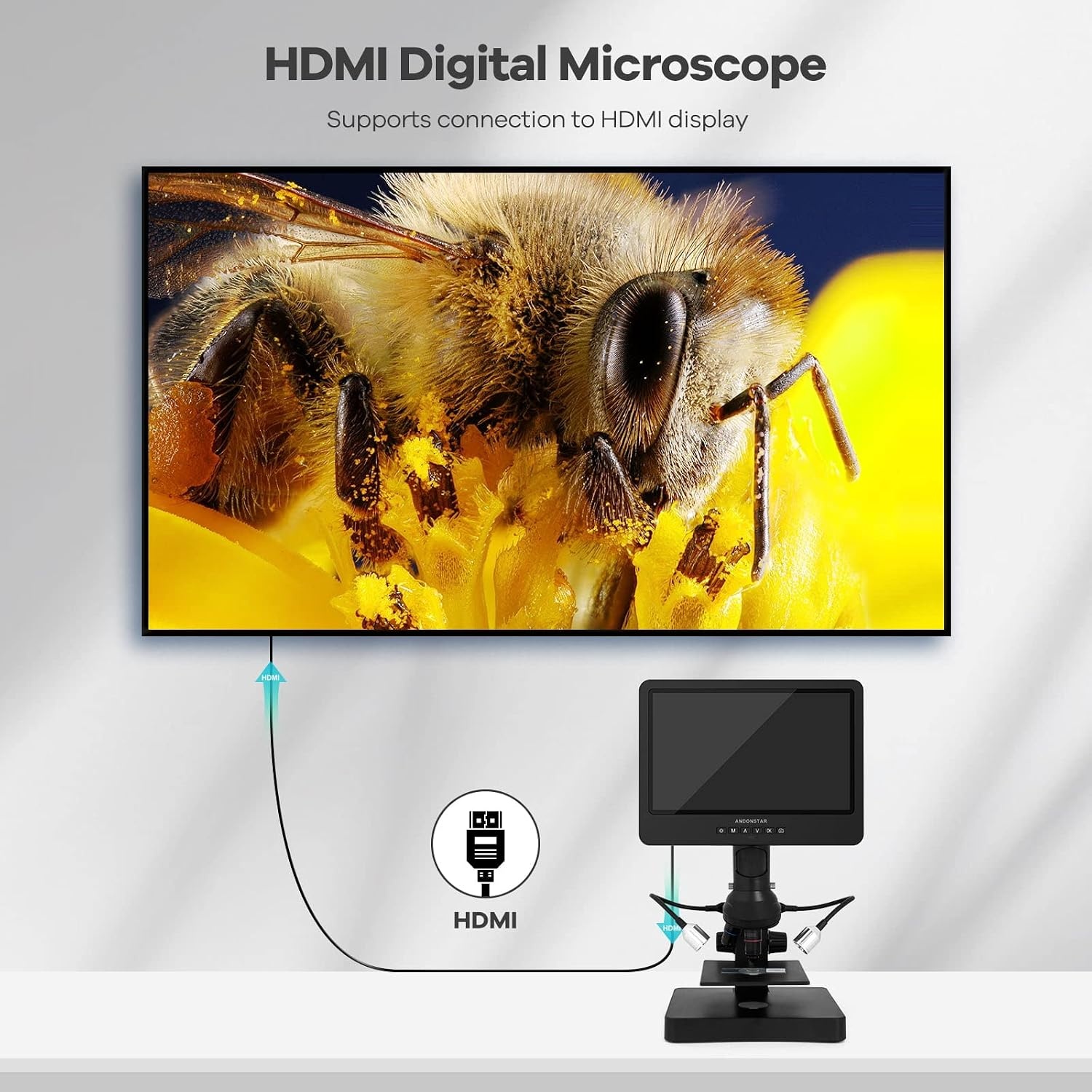 Andonstar AD249S-P Digitale Microscoop 10.1" HDMI, 4000x, Met 35% Korting