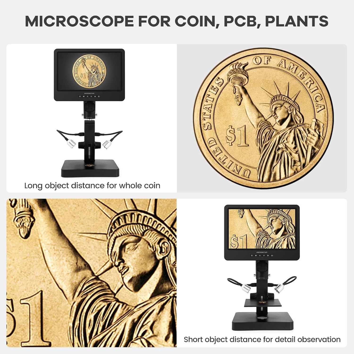 Andonstar AD249S-P Digitale Microscoop 10.1" HDMI, 4000x, Met 35% Korting