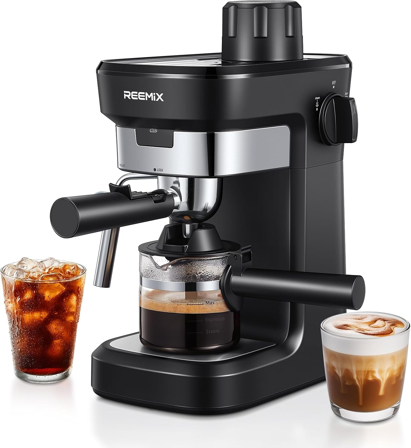 Reemix Espressomachine RVS met Melkopschuimer - 34% Korting!