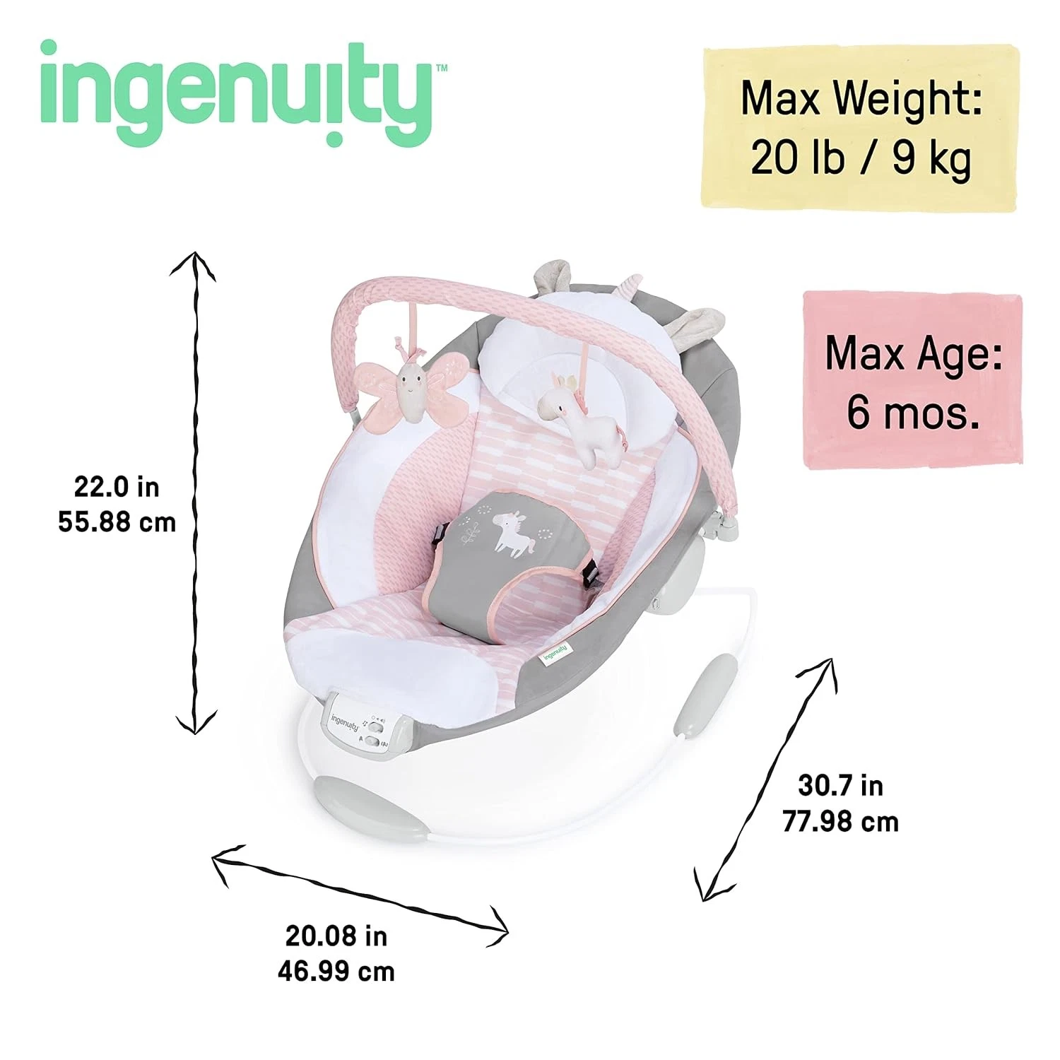 Ingenuity Babywipper met Muziek & Vibratie - Roze (34% Korting)