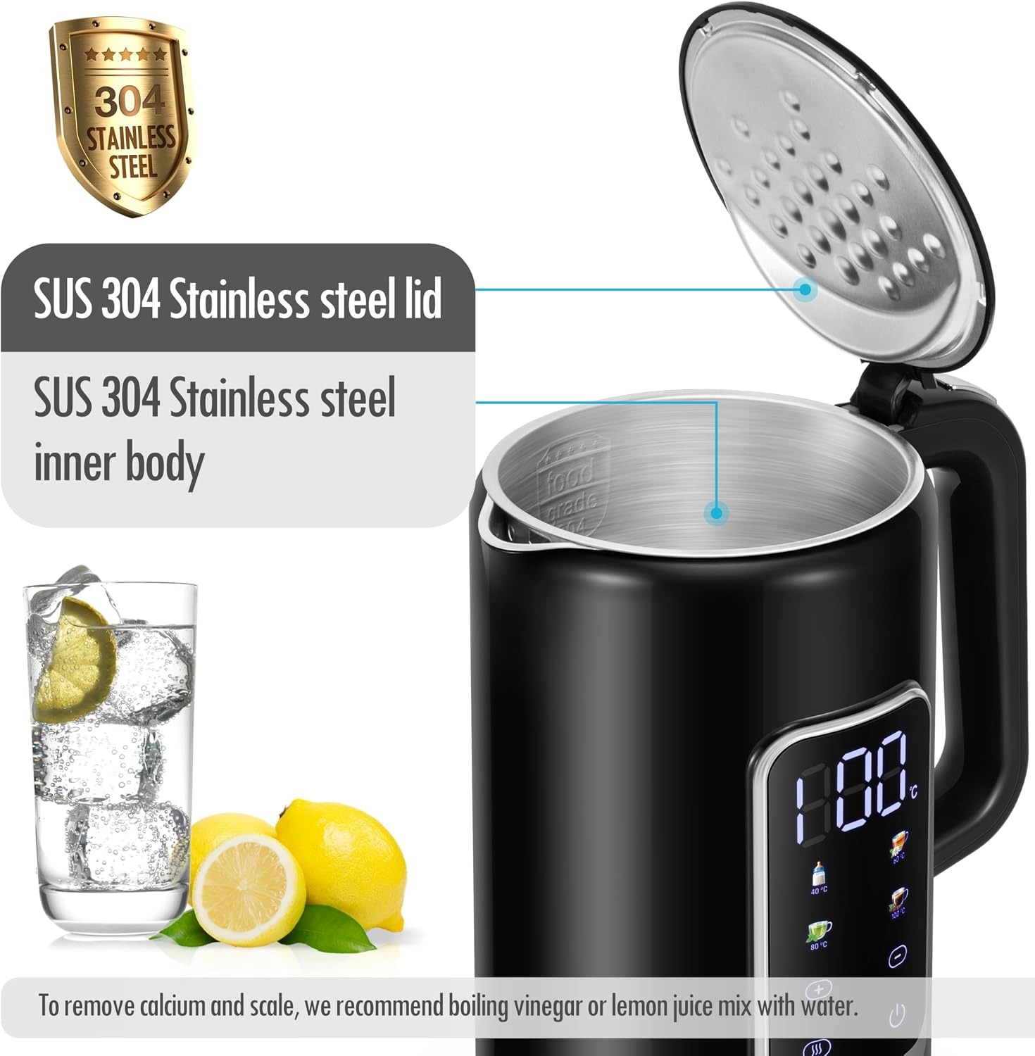 ForMe Waterkoker 1,7L Zwart - Temperatuurkeuze & Warmhoudfunctie (33% Korting)