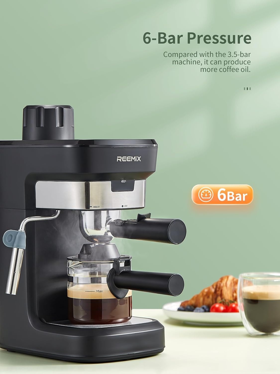 Reemix Espressomachine Zwart - 34% Korting op Roestvrij Staal Koffiezetapparaat