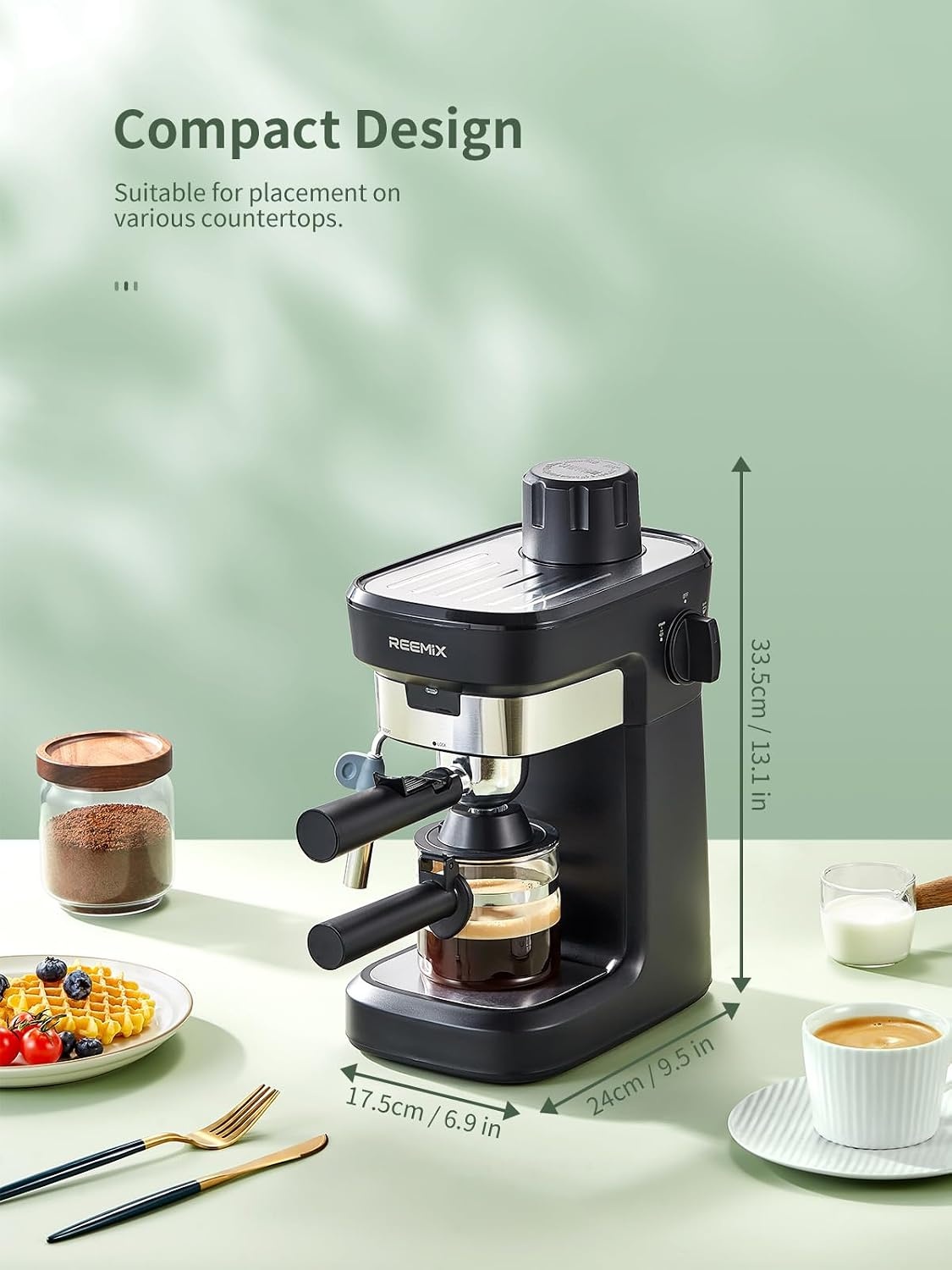 Reemix Espressomachine Zwart - 34% Korting op Roestvrij Staal Koffiezetapparaat