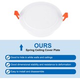 Plafondafdekking Wit met veren decoratie voor ronde gaten 10,5-12,5 cm | Afdekpaneel 4 inch PP voor muur, plafond, ventilator & downlight