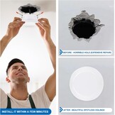 Plafondafdekking Wit met veren decoratie voor ronde gaten 10,5-12,5 cm | Afdekpaneel 4 inch PP voor muur, plafond, ventilator & downlight