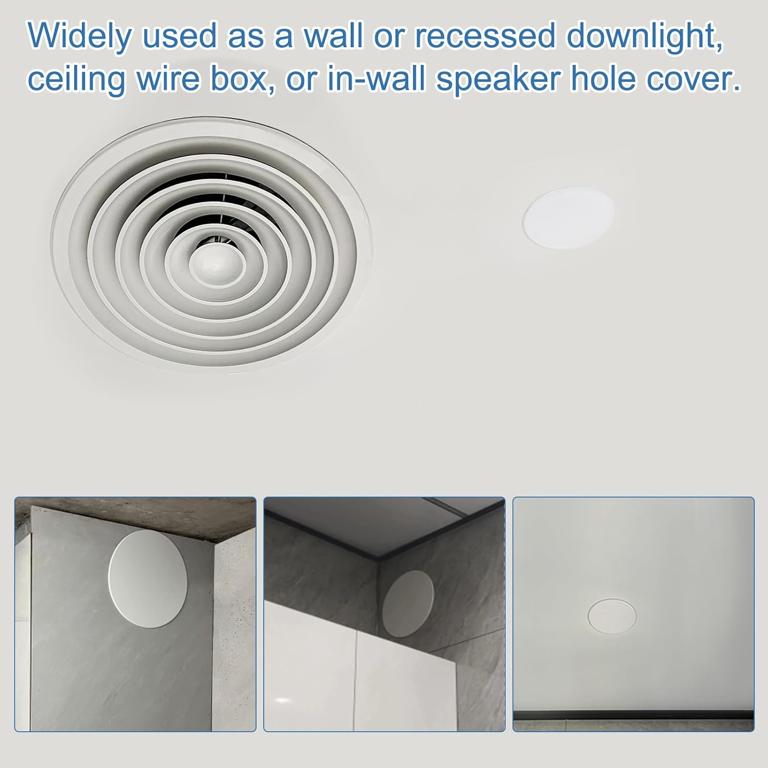 Plafondafdekking Wit met veren decoratie voor ronde gaten 10,5-12,5 cm | Afdekpaneel 4 inch PP voor muur, plafond, ventilator & downlight