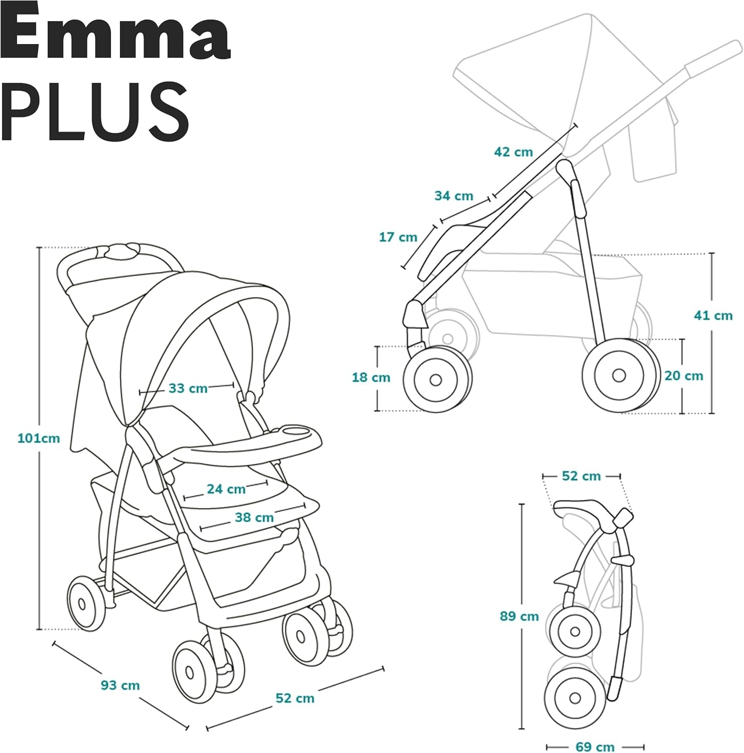 Lionelo Emma Plus Wandelwagen - Lichtgewicht & Inklapbaar - 34% Korting