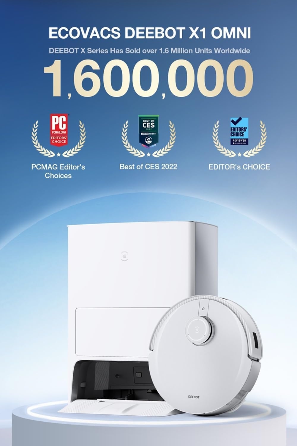 ECOVACS DEEBOT X1 OMNI Wit Robotstofzuiger - 35% Korting