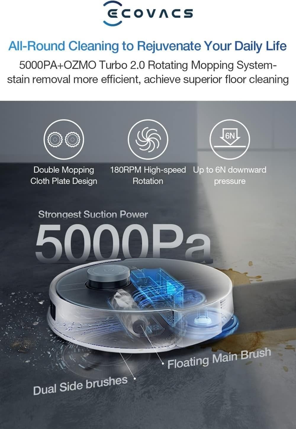 ECOVACS DEEBOT X1 OMNI Wit Robotstofzuiger - 35% Korting