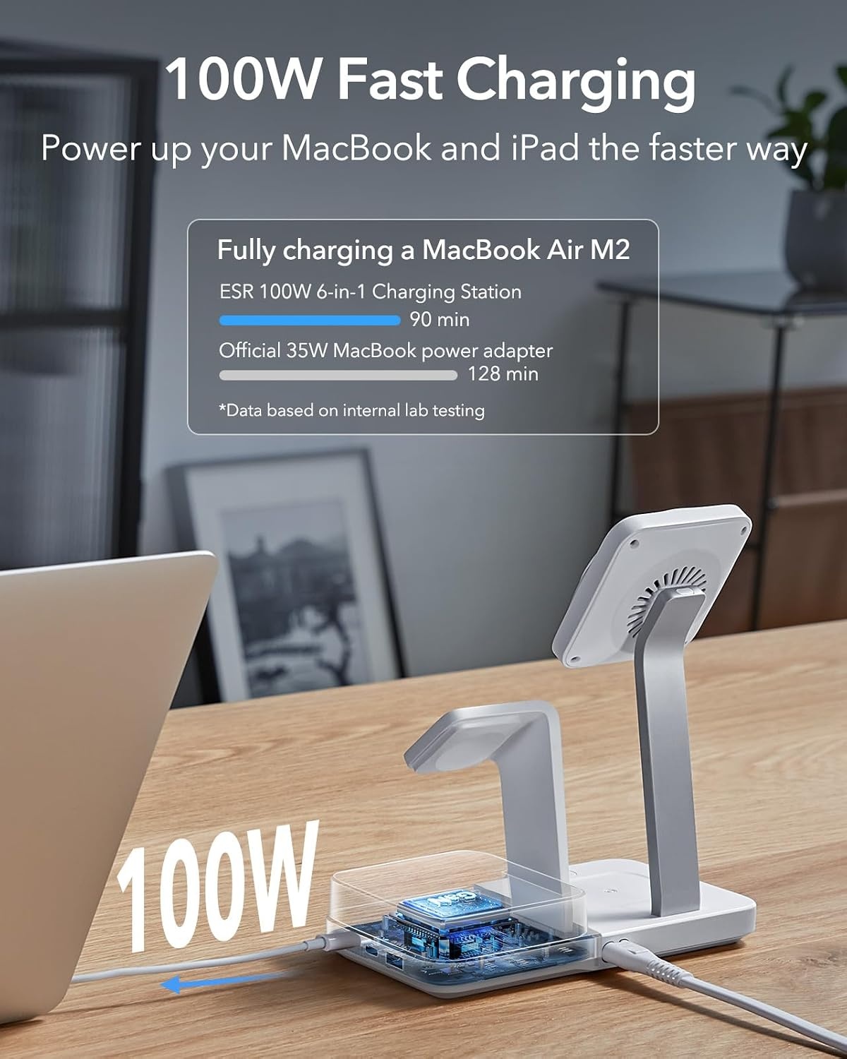 ESR 100W GaN Snellader 6-in-1 met MagSafe & Draadloos Laden - 34% Korting