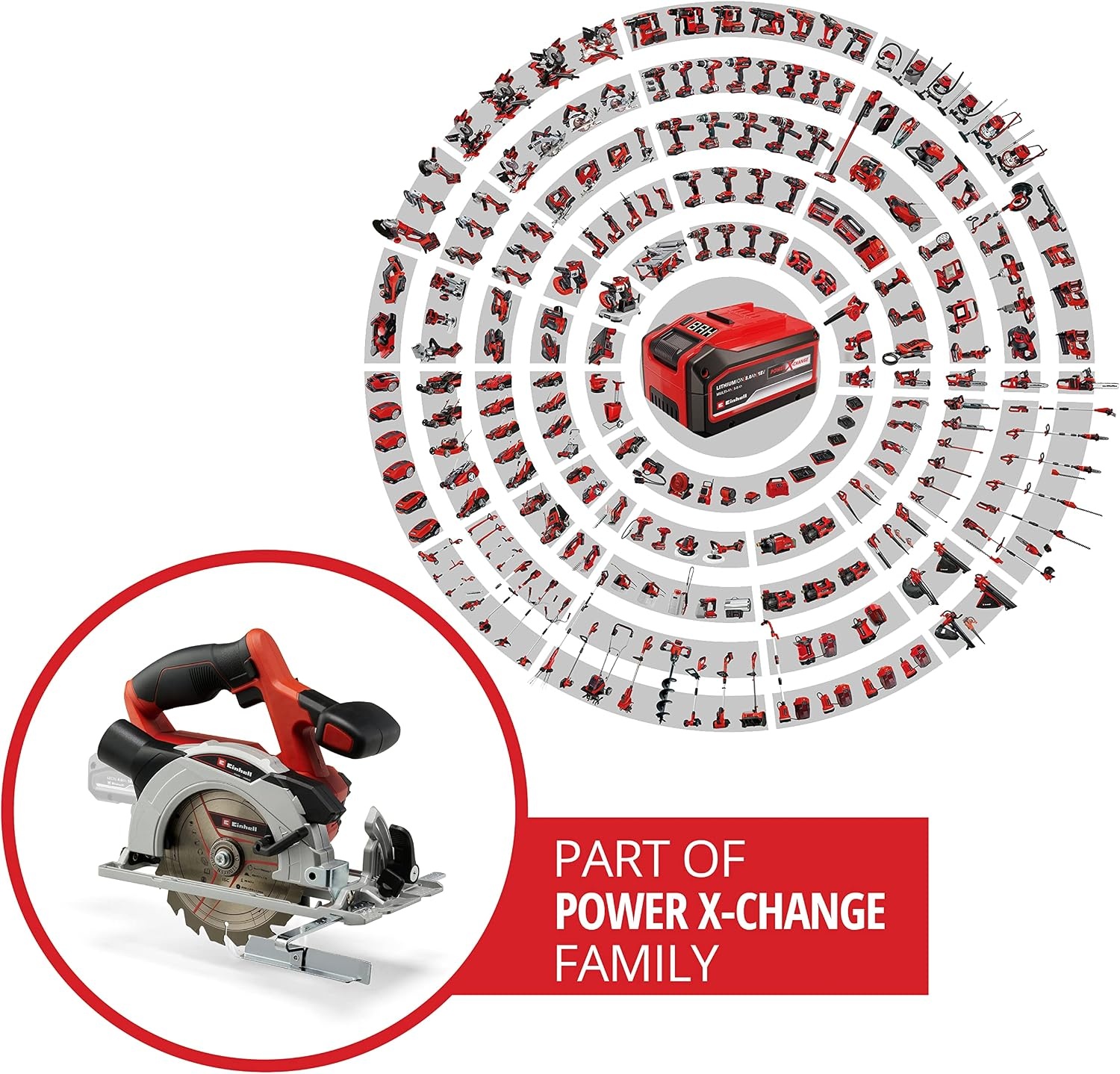 Einhell Accu-handcirkelzaag TE-CS 18/150 Li-Solo - Rood/Zwart