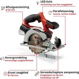 Einhell Accu-handcirkelzaag TE-CS 18/150 Li-Solo - Rood/Zwart