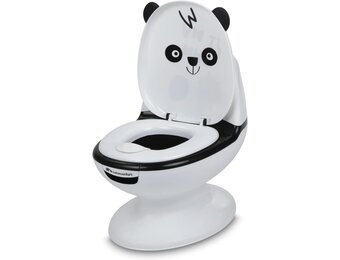 Bebeconfort Mini-Toilet, Baby Potje voor Zindelijkheidstraining, 1-3 jaar, 0-20 kg, Levensecht met Spatschild, Echt Spoelgeluid, Uitneembare Pot, Eenvoudig te Reinigen, Rubberen Voet, Panda