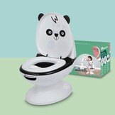 Bebeconfort Mini-Toilet, Baby Potje voor Zindelijkheidstraining, 1-3 jaar, 0-20 kg, Levensecht met Spatschild, Echt Spoelgeluid, Uitneembare Pot, Eenvoudig te Reinigen, Rubberen Voet, Panda