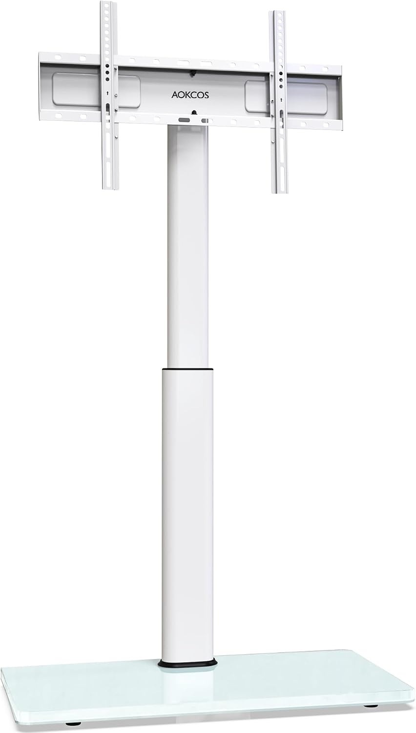AOKCOS TV Standaard Vloer Draaibaar voor 42-55 65 75 85 inch, Kantelbaar Hoogte Verstelbaar TV Stand Mount, Universeel Vloerstandaard Hoog Max VESA 600x400mm 50kg