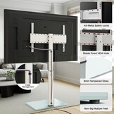 AOKCOS TV Standaard Vloer Draaibaar voor 42-55 65 75 85 inch, Kantelbaar Hoogte Verstelbaar TV Stand Mount, Universeel Vloerstandaard Hoog Max VESA 600x400mm 50kg