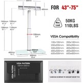 AOKCOS TV Standaard Vloer Draaibaar voor 42-55 65 75 85 inch, Kantelbaar Hoogte Verstelbaar TV Stand Mount, Universeel Vloerstandaard Hoog Max VESA 600x400mm 50kg