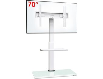 AOKCOS TV Standaard Vloer Draaibaar voor 32-55 65 inch TV, Kantelbaar Hoogte Verstelbaar TV Stand Mount, Universeel Vloerstandaard Hoog Max VESA 400x400mm 40kg Wit
