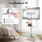 AOKCOS TV Standaard Vloer Draaibaar voor 32-55 65 inch TV, Kantelbaar Hoogte Verstelbaar TV Stand Mount, Universeel Vloerstandaard Hoog Max VESA 400x400mm 40kg Wit