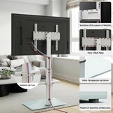 AOKCOS TV Standaard Vloer Draaibaar voor 32-55 65 inch TV, Kantelbaar Hoogte Verstelbaar TV Stand Mount, Universeel Vloerstandaard Hoog Max VESA 400x400mm 40kg Wit