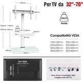 AOKCOS TV Standaard Vloer Draaibaar voor 32-55 65 inch TV, Kantelbaar Hoogte Verstelbaar TV Stand Mount, Universeel Vloerstandaard Hoog Max VESA 400x400mm 40kg Wit