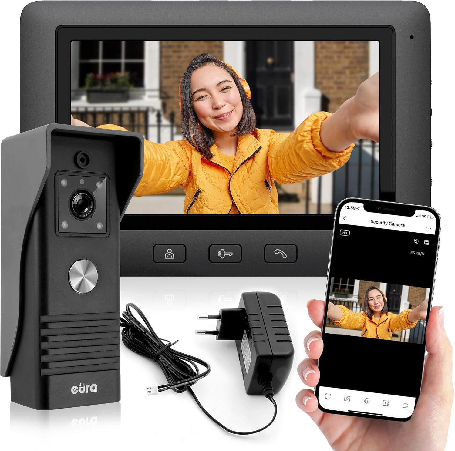 Video Deurintercom Systeem met 7" Kleurenmonitor & WiFi - Zwart - 35% Korting